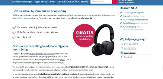 Gratis noice cancelling headphone cadeau bij een NHA cursus