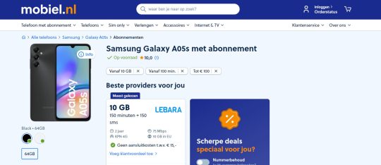 Gratis Samsung Galaxy A05s bij Lebara sim only