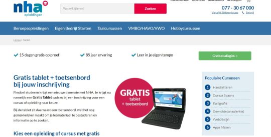 Gratis tablet cadeau bij NHA Thuisstudie