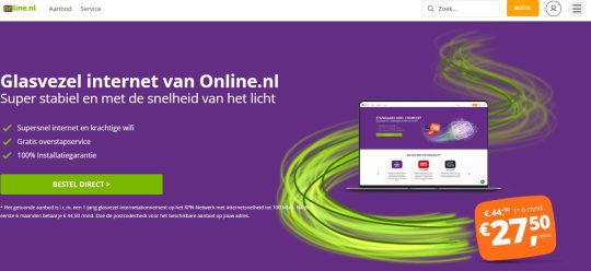100 euro cashback op Glasvezel & Internet bij Online.nl