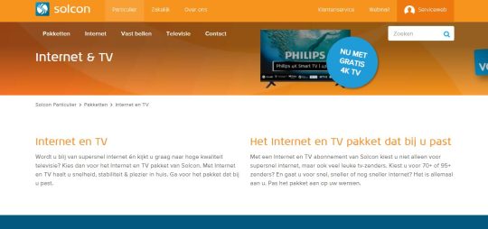 GRATIS Philips 43" inch 4K smart tv bij een 1-jarig internetabonnement van Solcon