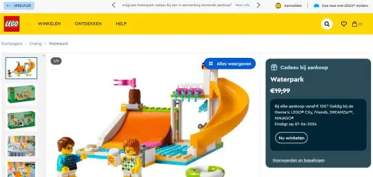 Gratis Lego waterpark bij aankoop van minimaal 100 euro Lego
