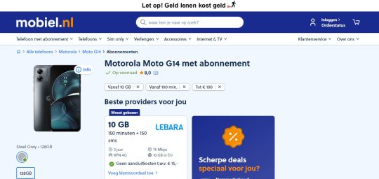 Gratis Motorola Moto G14 bij sim only van Lebara