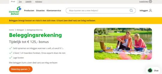 Gratis 125 euro bonus bij beleggingsrekening van Centraal Beheer