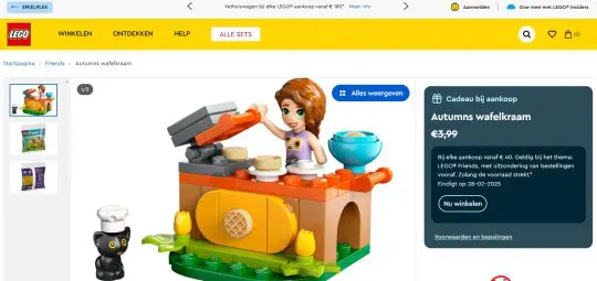 Gratis Lego Autumns wafelkraam bij aankoop van 40 euro Lego
