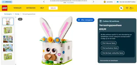 Gratis verrassingspaashaas bij aankoop vanaf 75 euro Lego
