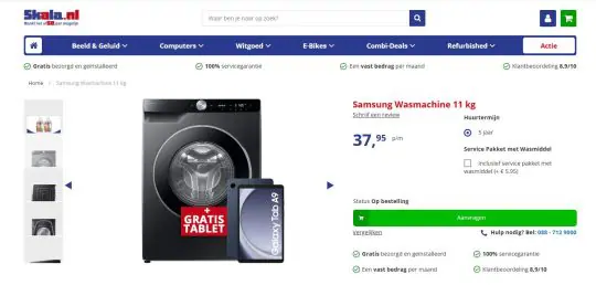 Gratis Samsung Tablet bij huren van een Samsung wasmachine bij Skala.nl