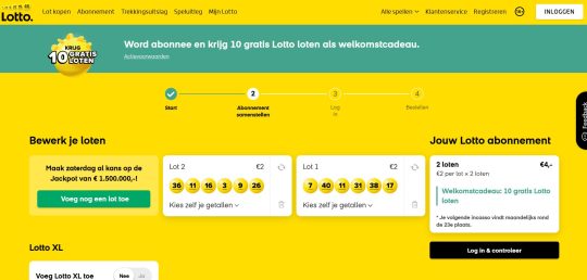 Krijg 10 gratis loten als welkomstcadeau bij Lotto