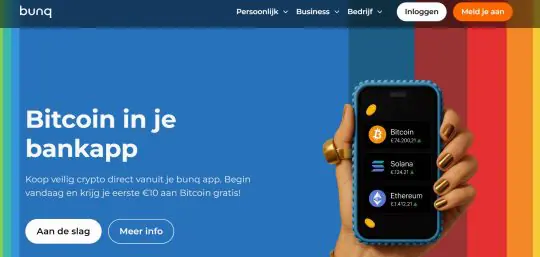 Gratis 10 euro aan Bitcoin cadeau bij kopen crypto bij Bunq