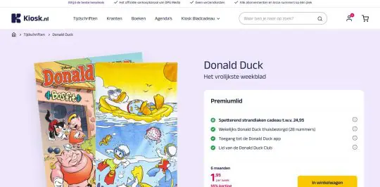 Gratis Donald Duck strandlaken bij abonnement op Donald Duck