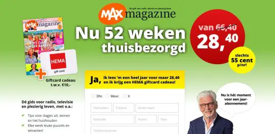 Gratis HEMA bon bij MAX Magazine