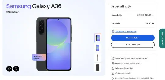 Gratis SmartTag 2 cadeau bij Samsung Galaxy A36 bij Odido
