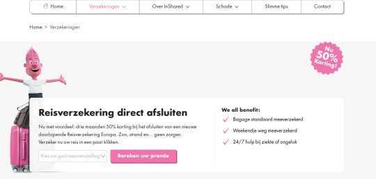 Gratis 50 procent korting op Inshared Reisverzekering