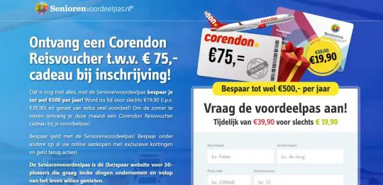 Gratis Corendon reisvoucher van 75 euro bij Senioren Voordeelpas