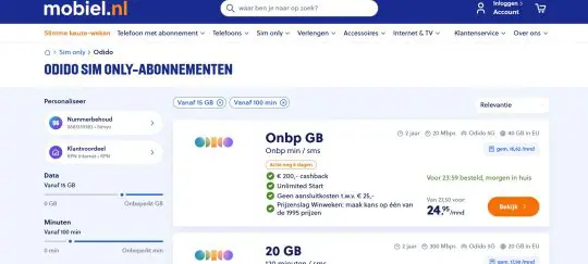 Gratis 200 euro cashback cadeau bij Odido