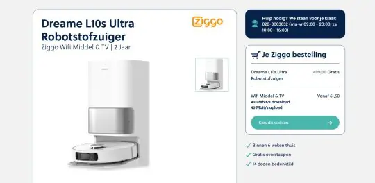 Gratis Dreame L10s Ultra Robotstofzuiger cadeau bij Ziggo