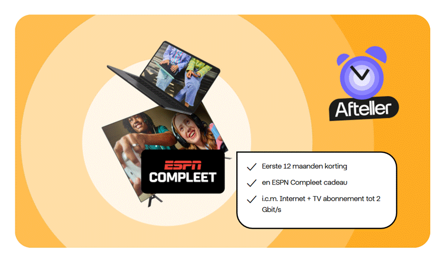Gratis ESPN Compleet cadeau en korting bij Odido Internet en TV