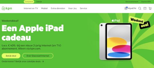 Gratis iPad cadeau bij internet en televisie abonnement van KPN