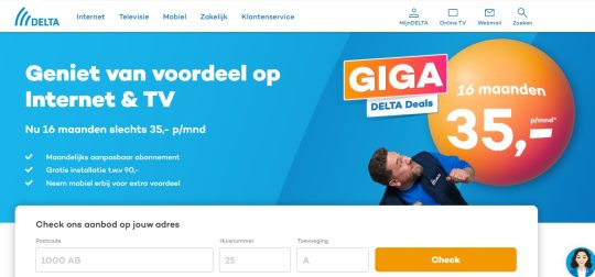 Gratis 16 maanden voor 35 euro cadeau bij internet en tv van Delta