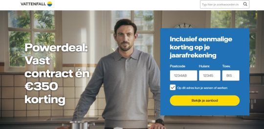 Gratis 350 euro cashback cadeau bij Vattenfall