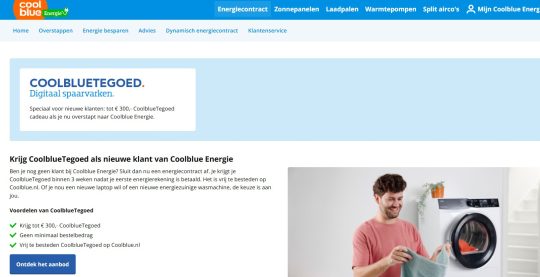 Gratis 300 euro CoolblueTegoed cadeau bij overstappen naar Coolblue Energie