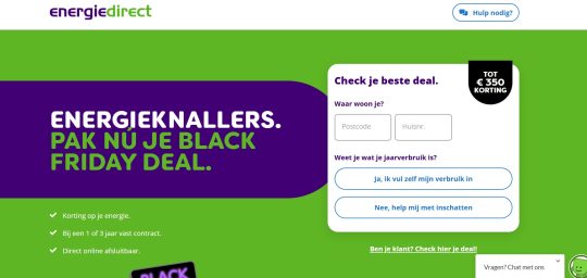 350 euro korting cadeau bij energiecontract van Energiedirect met Black Friday