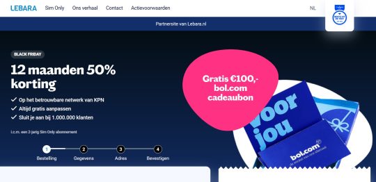 Gratis 100 euro Bol.com bon bij Lebara Sim Only