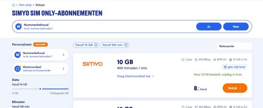 Gratis 100 euro cashback bij een Simyo sim only