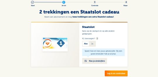 Gratis 2 Staatsloten cadeau bij meespelen Staatsloterij