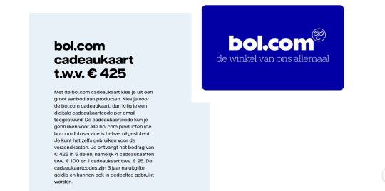 Gratis bol.com 425 euro cadeaukaart bij Vattenfall