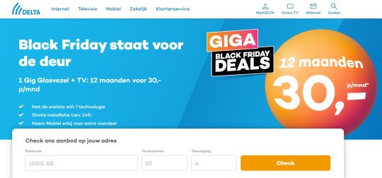 Gratis installatie en Wifi 7 cadeau bij glasvezel internet van Delta