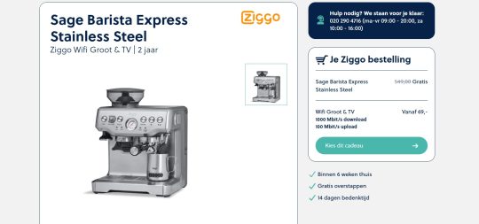 Gratis Sage Barista Express bij Black Friday deal van Ziggo