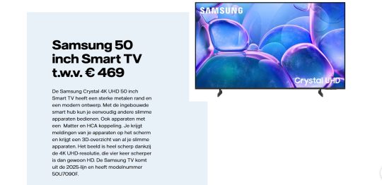 Gratis Samsung 50 inch Smart TV bij Vattenfall