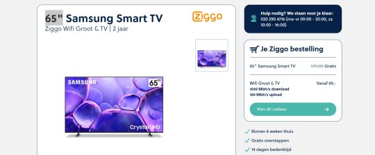 Gratis Samsung Smart TV 65" bij Black Friday deal van Ziggo