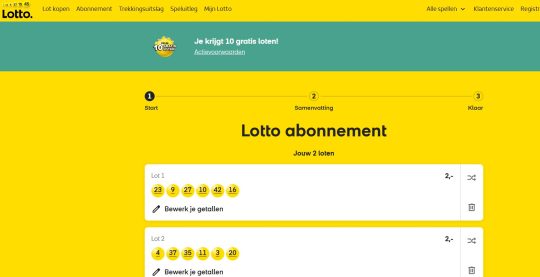 Gratis 10 loten cadeau bij meespelen met Lotto