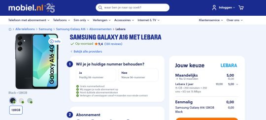 Gratis Galaxy A16 cadeau bij sim only van Lebara