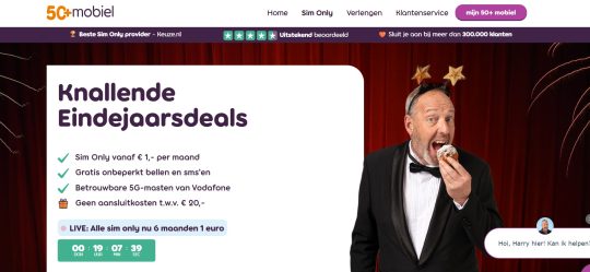 Gratis korting cadeau bij sim only van 50+ Mobiel