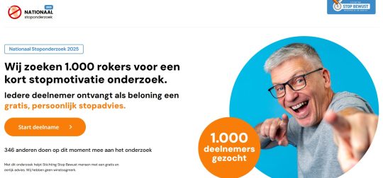 Gratis stoppen met roken advies cadeau bij deelnemen aan onderzoek