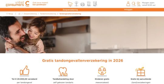 Gratis tand ongevallenverzekering cadeau bij United Consumers zorgverzekering