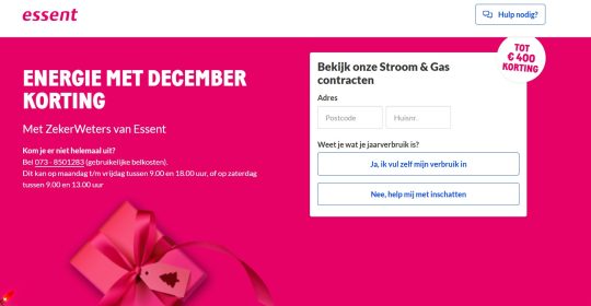 Gratis tot 400 euro cashback bij energiecontract van Essent