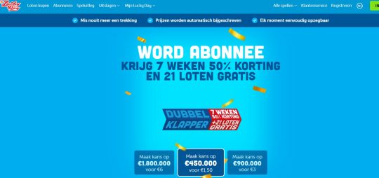 Gratis 21 loten cadeau bij automatisch meespelen Lucky Day