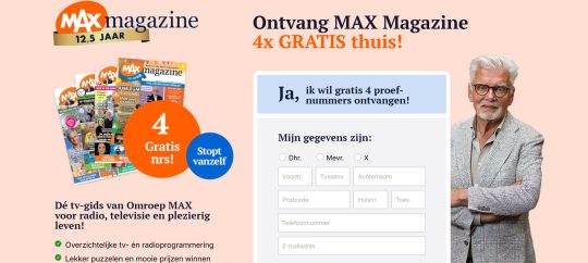 Gratis 4 nummers MAX Magazine cadeau bij abonnement bij MAX Magazine