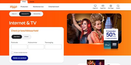 Gratis 50% korting en Disney+ als welkosmtcadeau bij Ziggo Internet en TV abonnement
