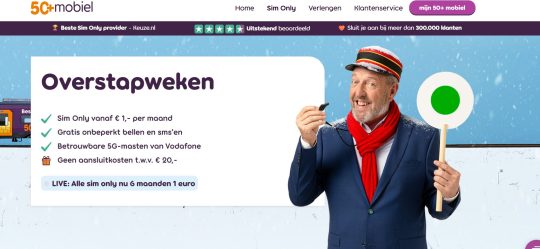Gratis onbeperkt bellen en sms cadeau bij sim only van 50+ mobiel