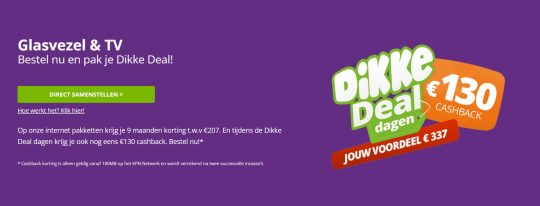 Gratis 130 euro cashback cadeau bij internet abonnement bij Online.nl