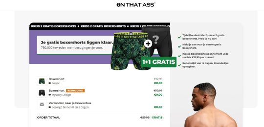 Gratis 2 boxershorts cadeau bij abonnement bij ON THAT ASS