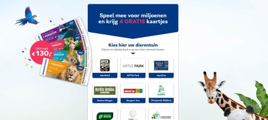 Gratis 4 dierentuin kaartjes cadeau bij VriendenLoterij