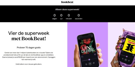 Gratis 75 dagen luisterboeken en e-books cadeau bij BookBeat