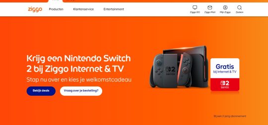 Gratis Nintendo Switch 2 cadeau bij internet en tv bij Ziggo