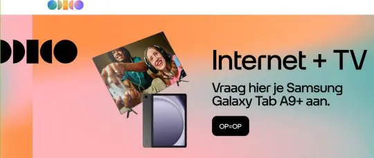 Gratis Samsung Galaxy Tab A9+ cadeau bij Glasvezel & TV van Odido